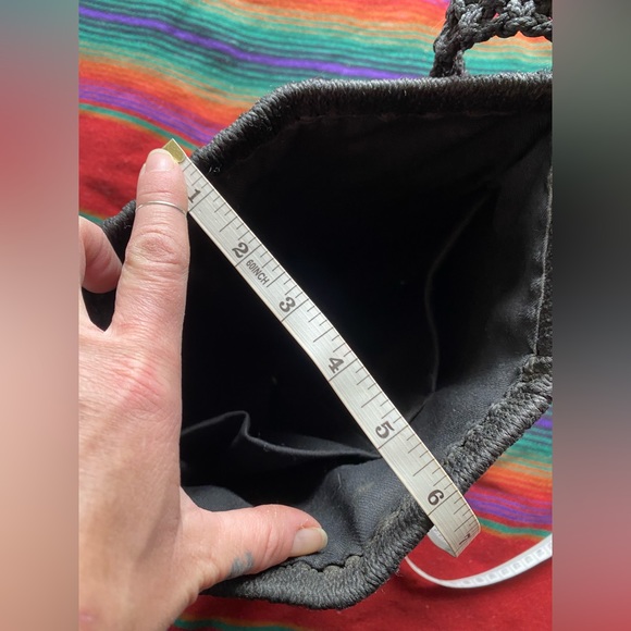 Vintage 1960’s Black Macrame Cord Shoulder Bag Purse! Excellent Condition! - Picture 9 of 10